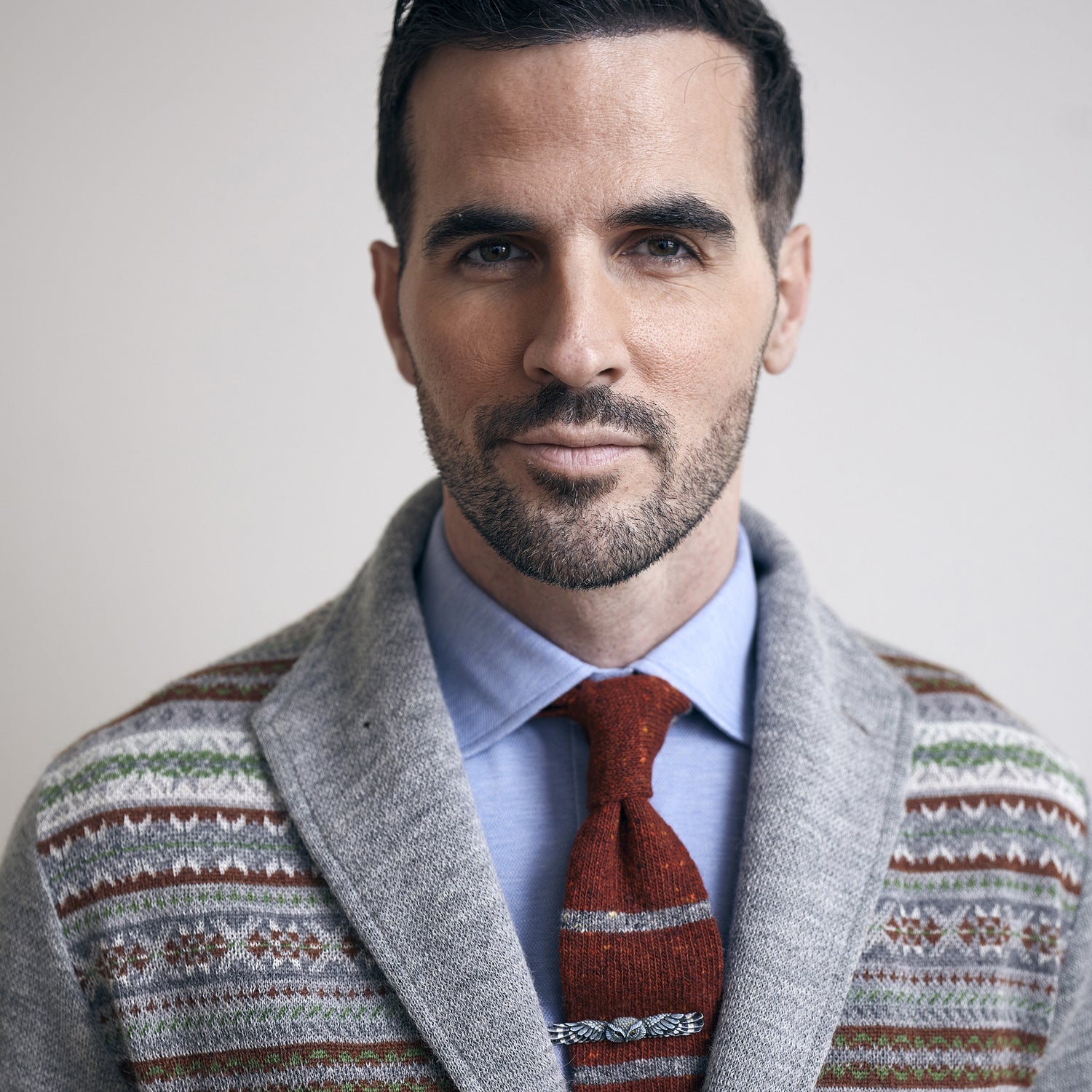 Narrow Bar Stripe Knit Tie