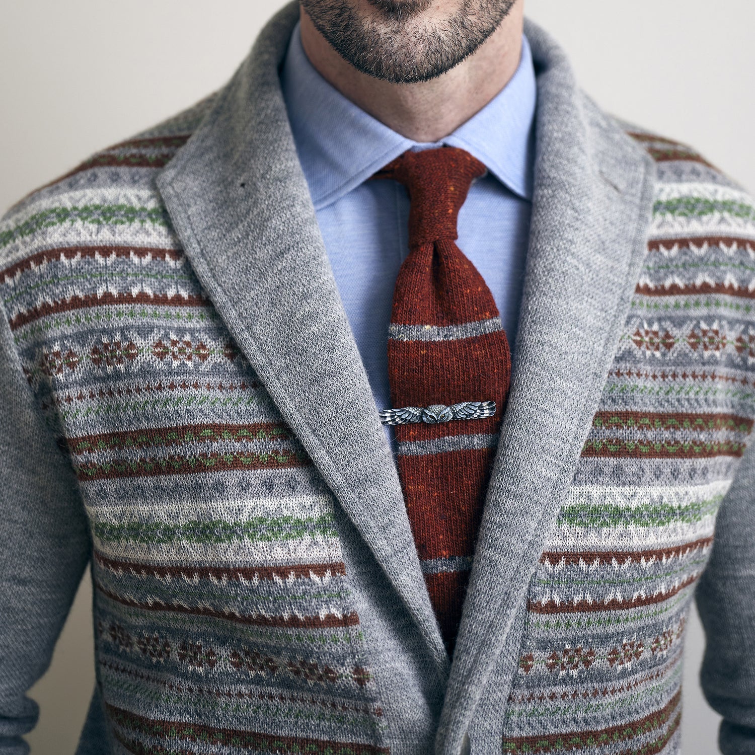 Narrow Bar Stripe Knit Tie