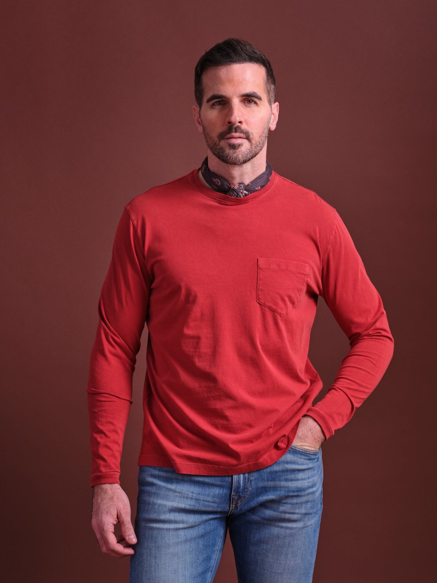 Highlands Vintage Long Sleeve Pocket Crewneck