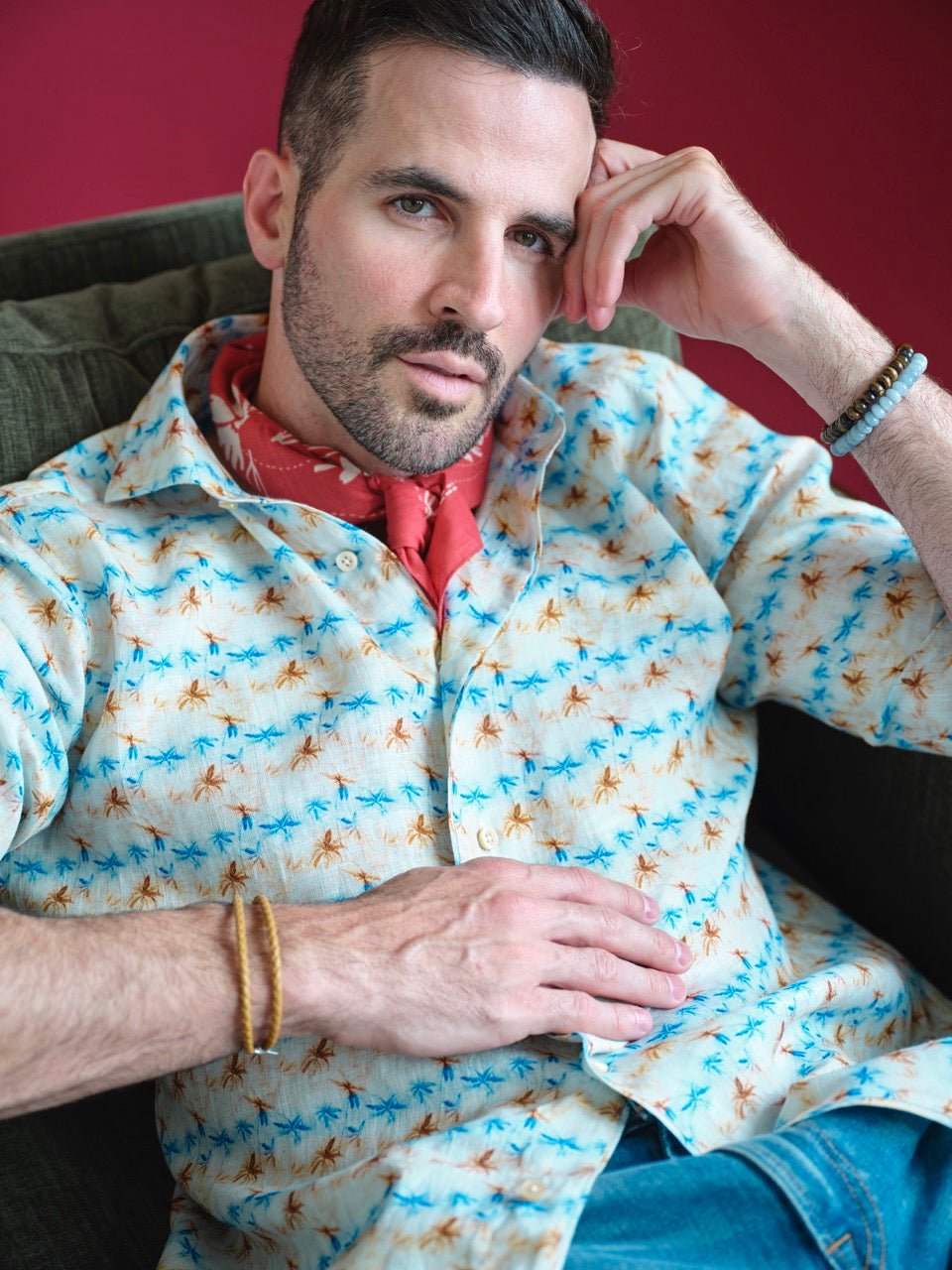 Palm Springs Printed Long Sleeve Sport Shirt