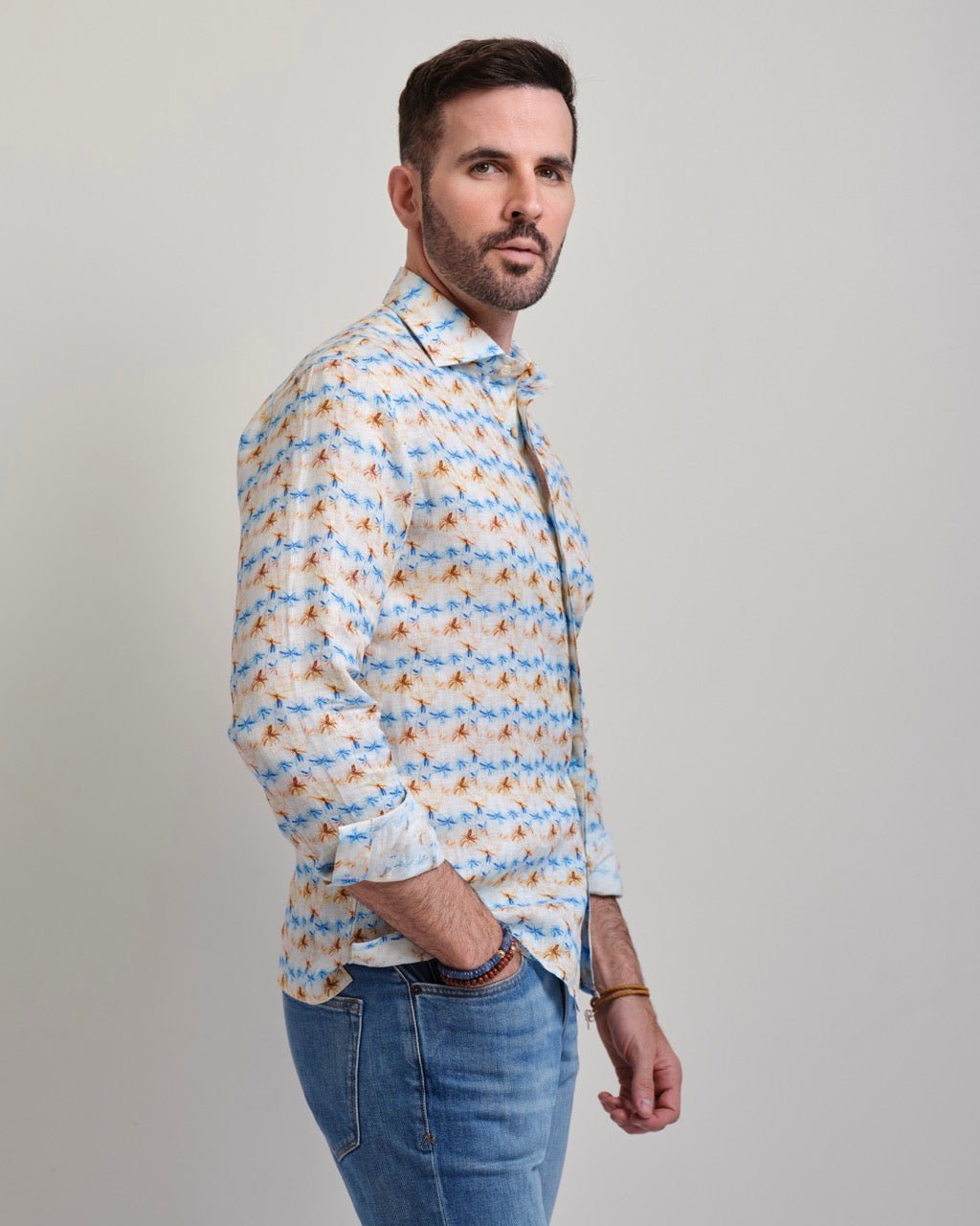 Palm Springs Printed Long Sleeve Sport Shirt