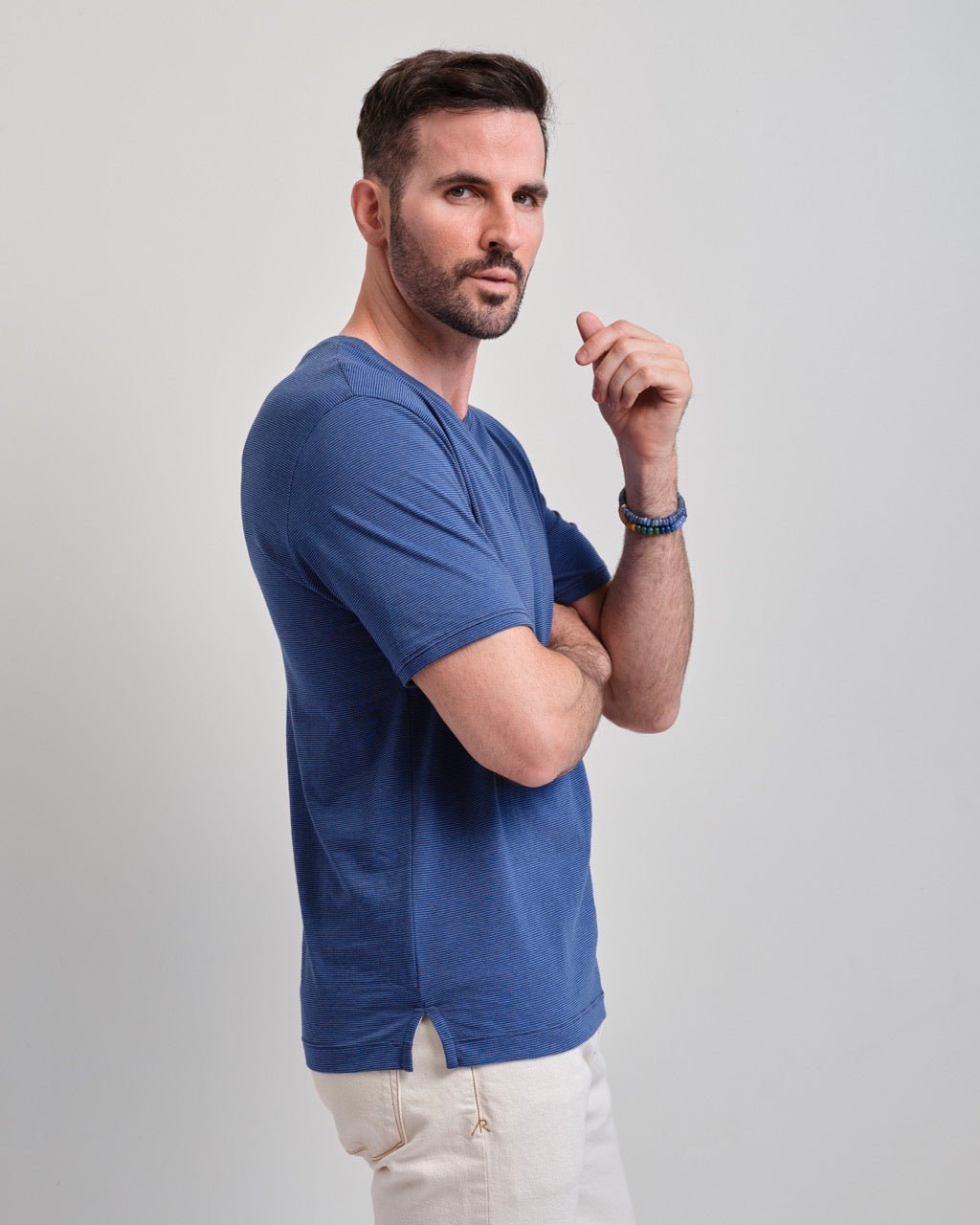 Half Moon Bay Mini Stripe Short Sleeve V-neck