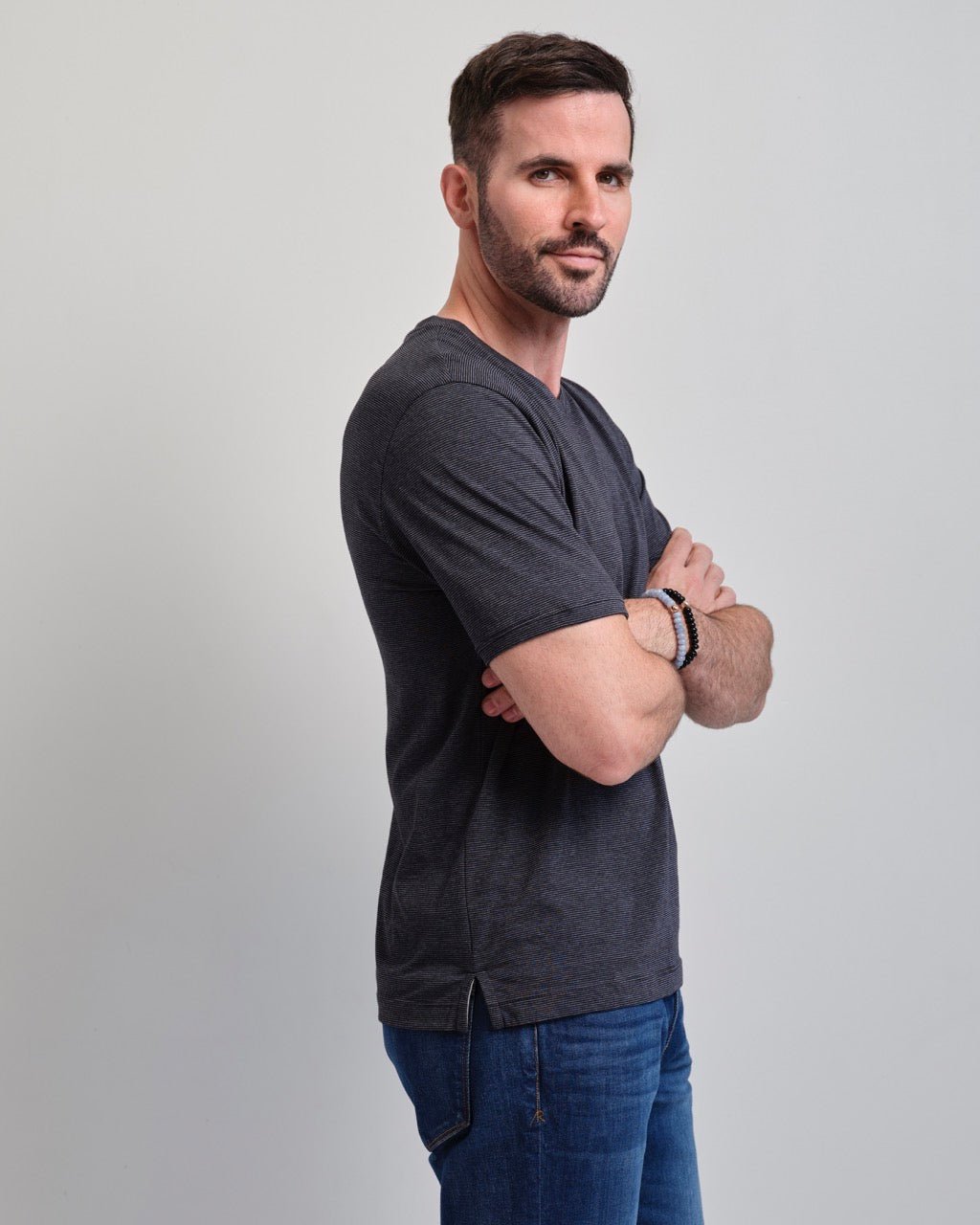 Half Moon Bay Mini Stripe Short Sleeve V-neck