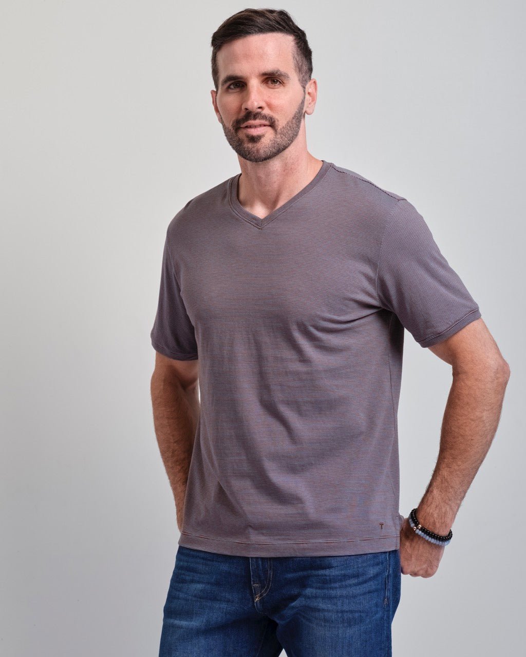 Half Moon Bay Mini Stripe Short Sleeve V-neck