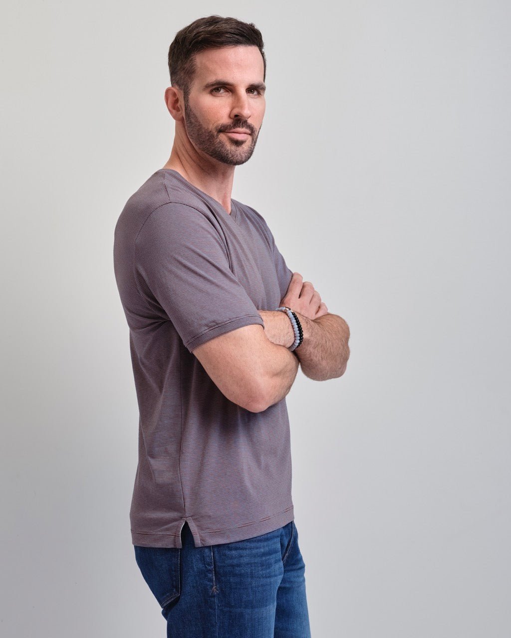 Half Moon Bay Mini Stripe Short Sleeve V-neck