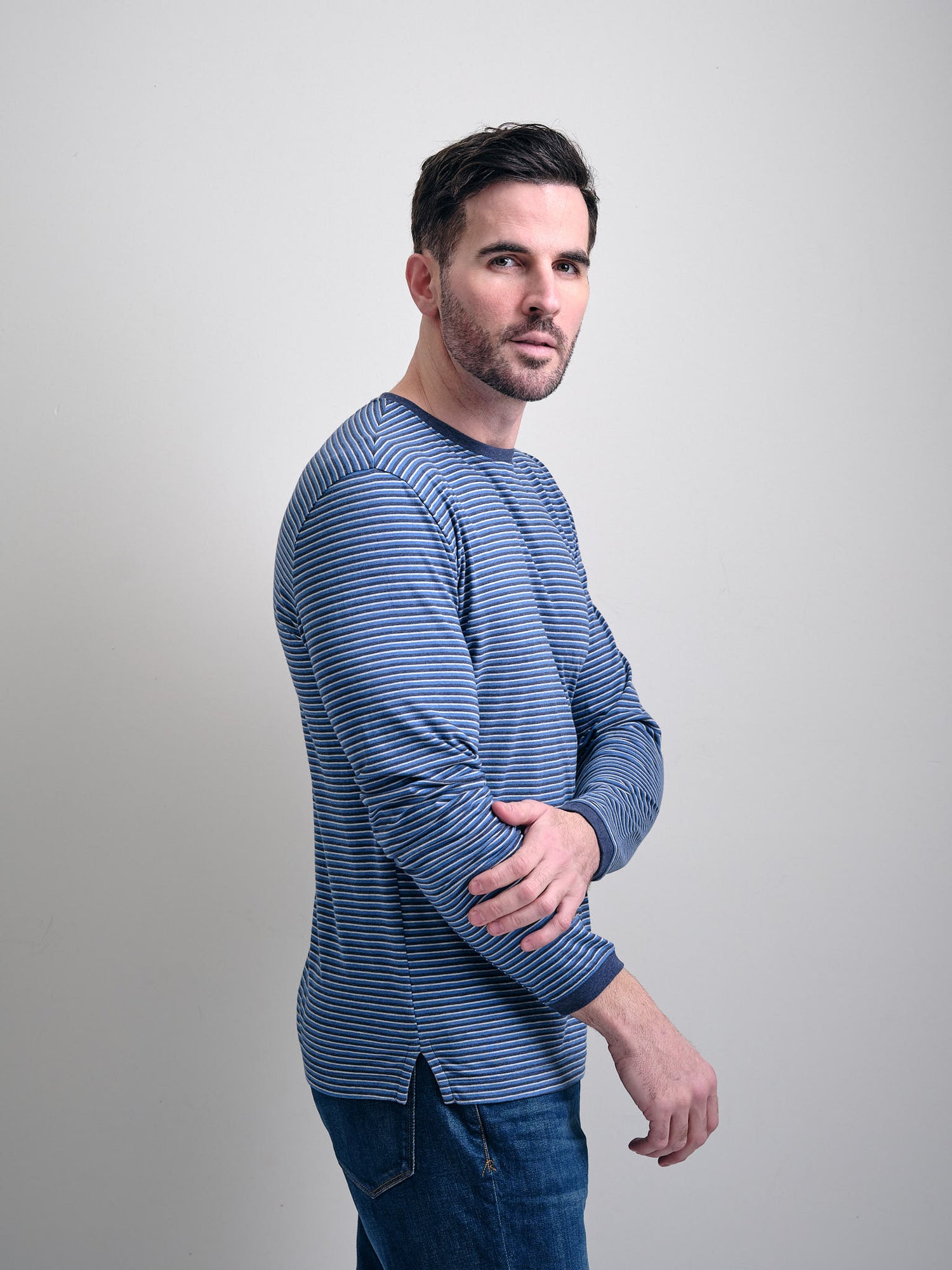 Yucca Valley Long Sleeve Melange Stripe Crew