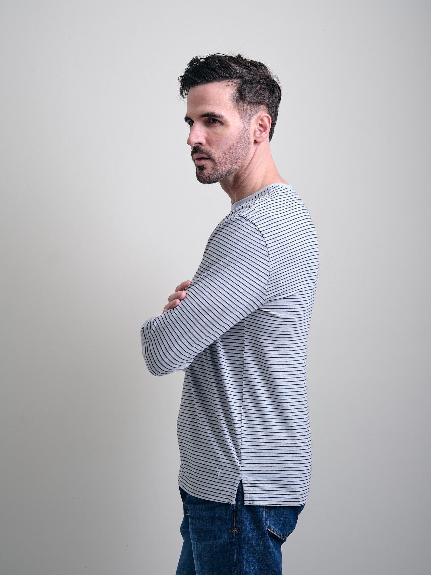 Yucca Valley Long Sleeve Melange Stripe Crew