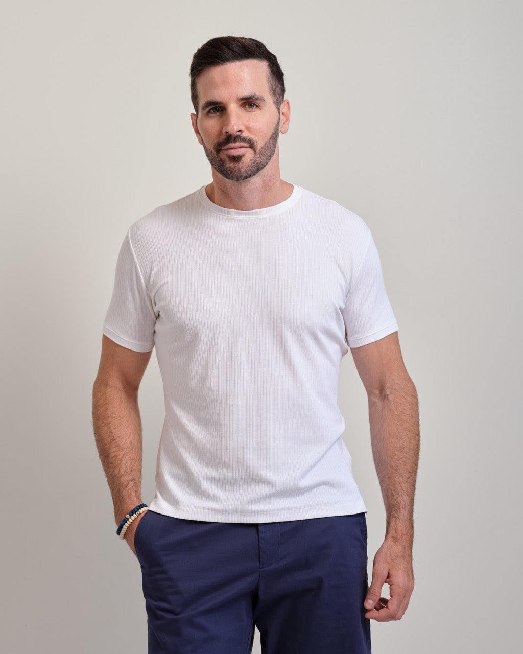 Huntington Beach Shaped Ribbed Crew Neck Tee