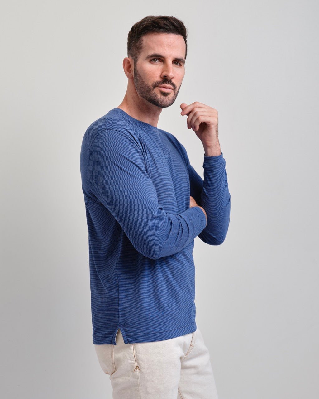 Santa Barbara Mini Stripe Long Sleeve Crew Neck