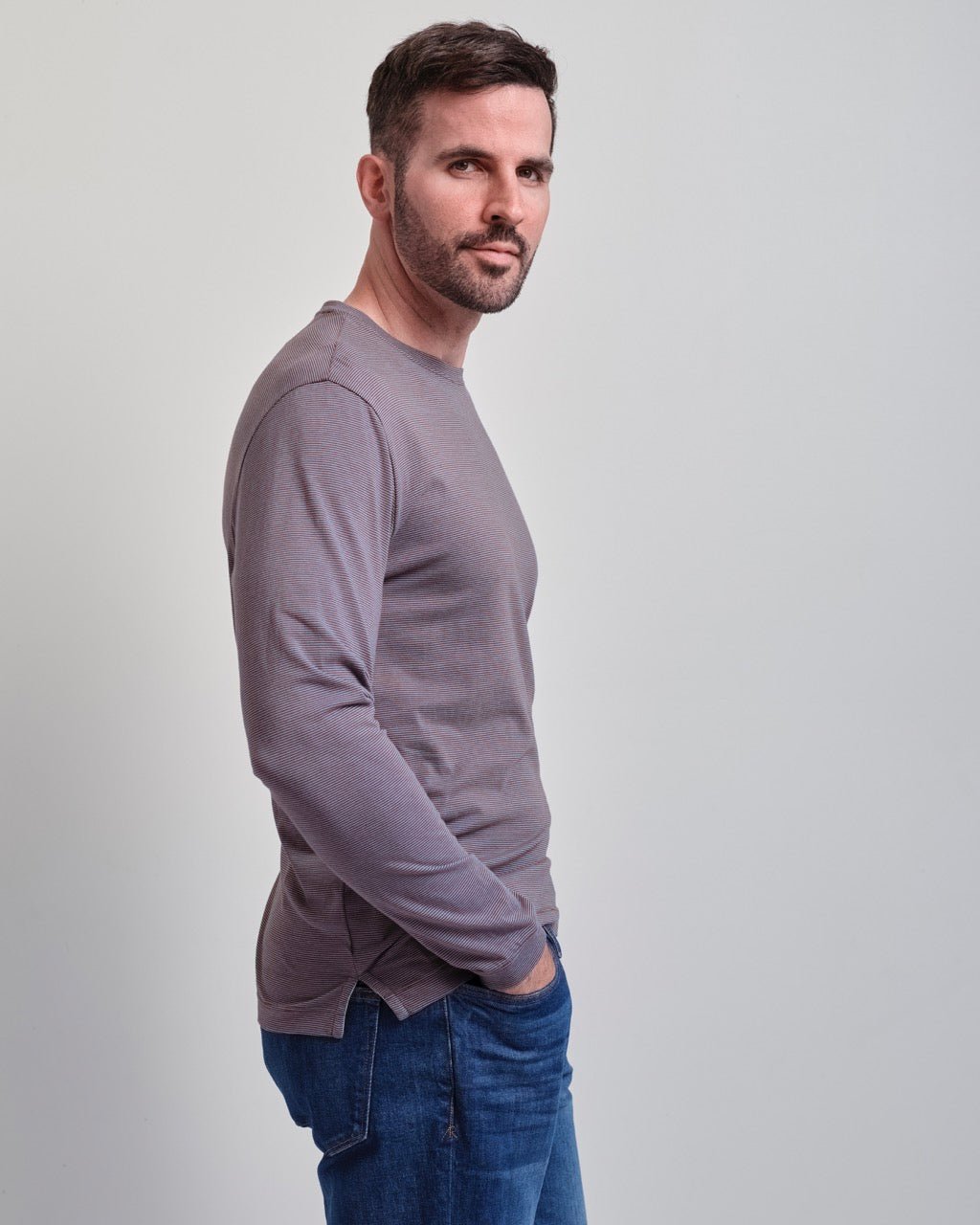 Santa Barbara Mini Stripe Long Sleeve Crew Neck