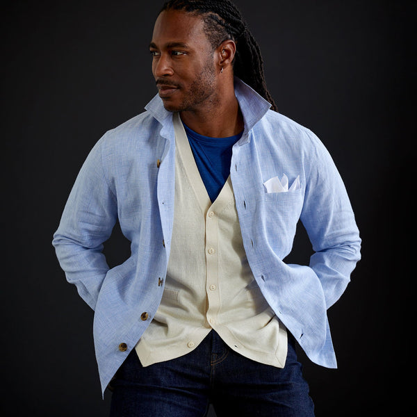 Left Coast Tee - Italian Washed & Stretched Denim Mens Over Shirt