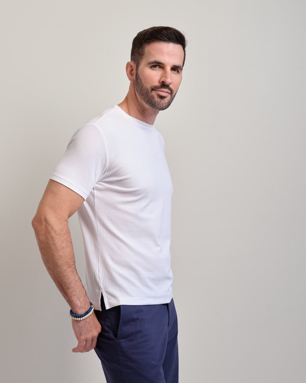Huntington Beach Shaped Ribbed Crew Neck Tee
