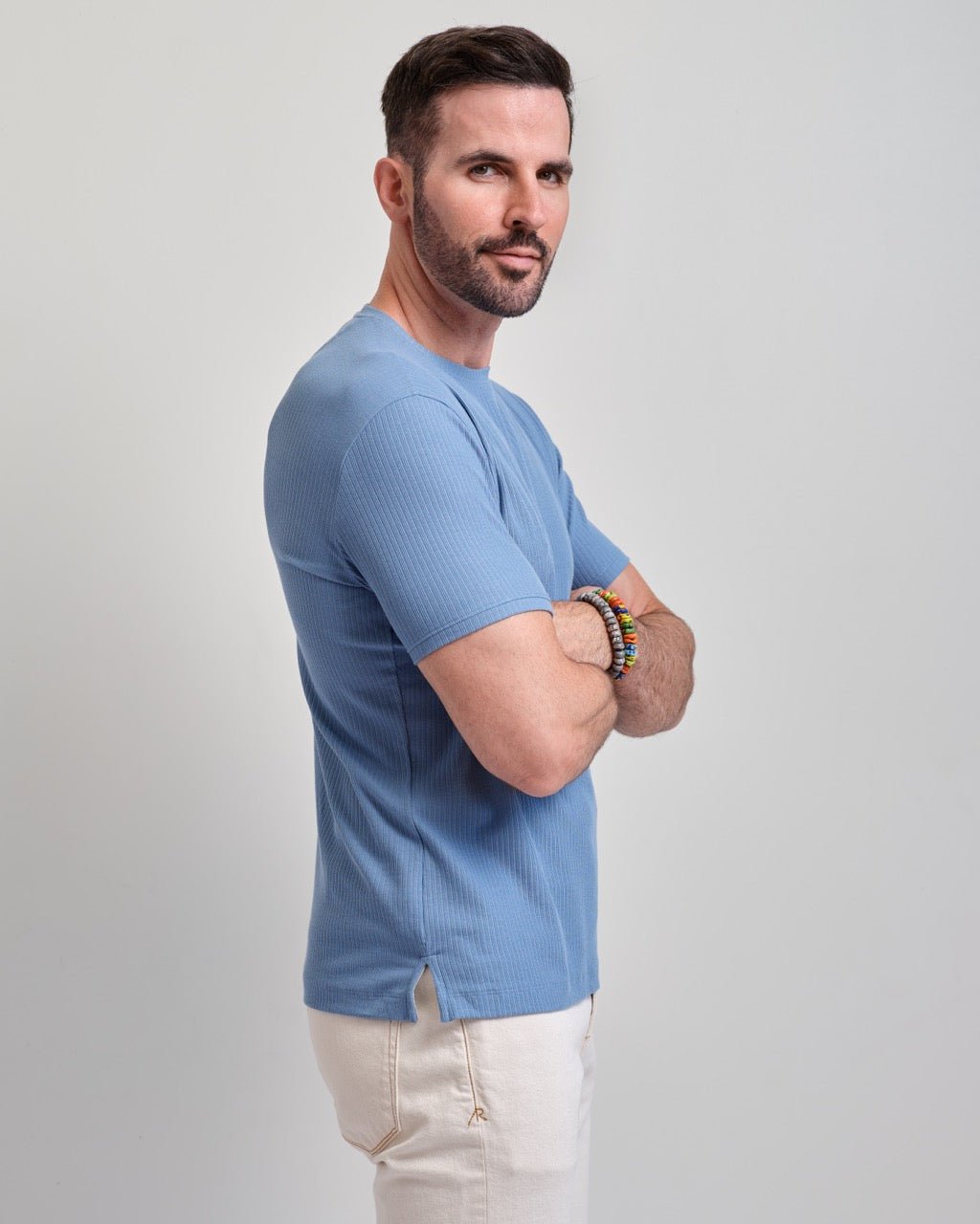 Huntington Beach Shaped Ribbed Crew Neck Tee