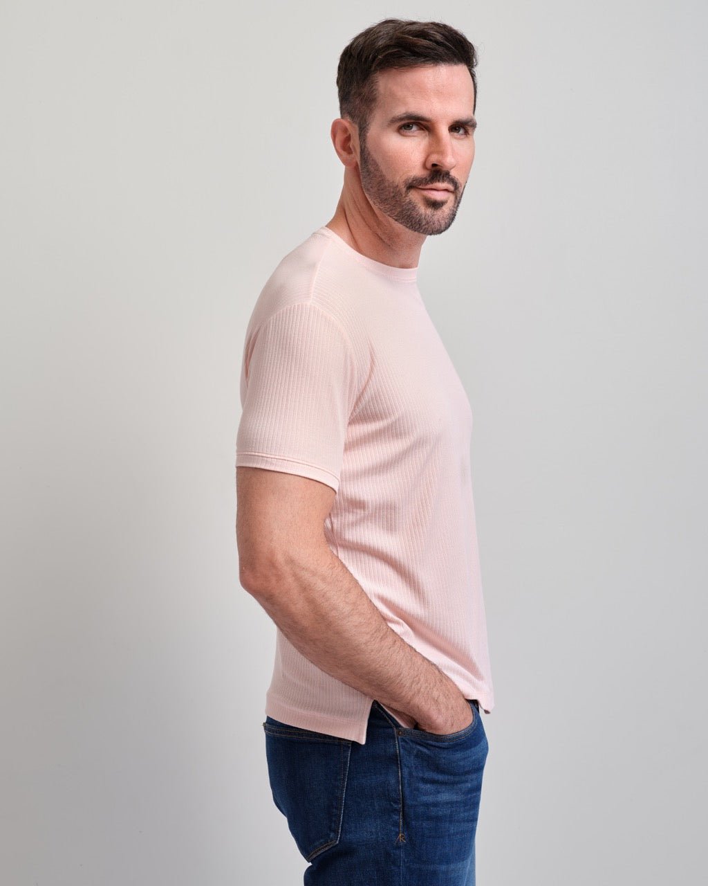Huntington Beach Shaped Ribbed Crew Neck Tee