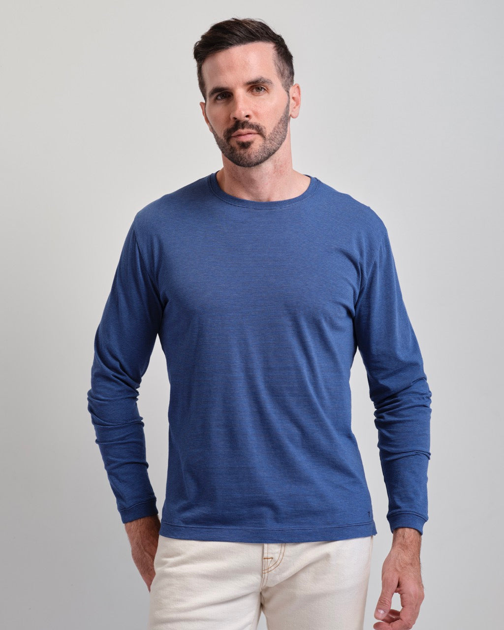 Santa Barbara  Mini Stripe Long Sleeve Crew Neck Tee